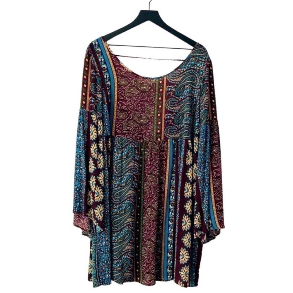 New! Anthropologie Moon River Bohemian Paisley Bell Sleeve Dress